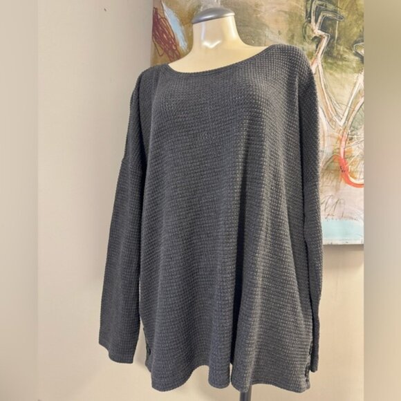 Addition Elle Waffle Knit Lightweight Dark Grey Sweater Woman Lady Size 3X - Picture 1 of 3